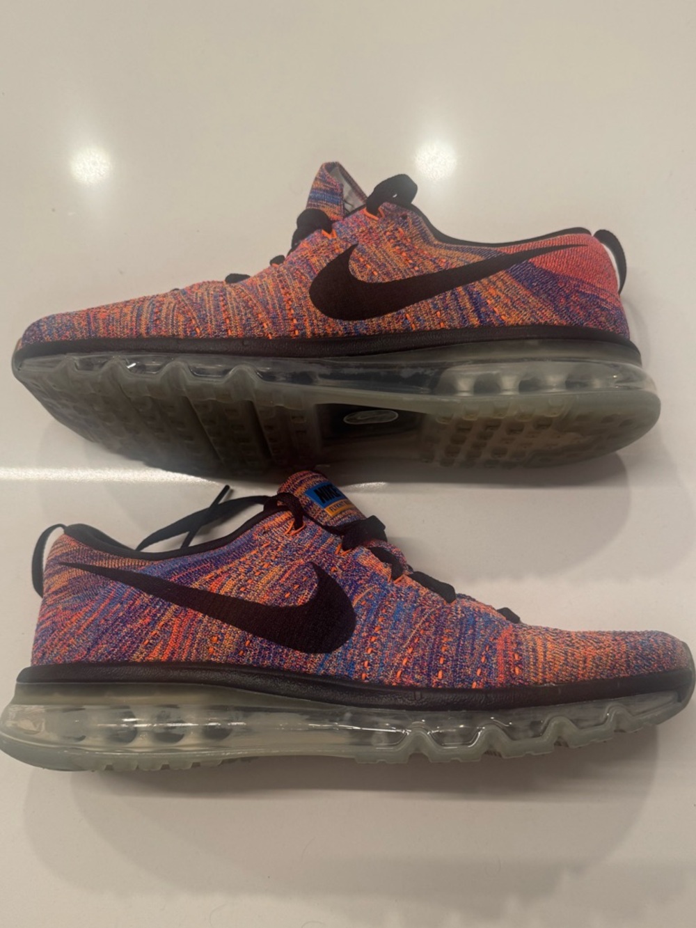 Nike Flyknit Air Max 620469-404 Blue Total Crimson Shoes Mens Size 10